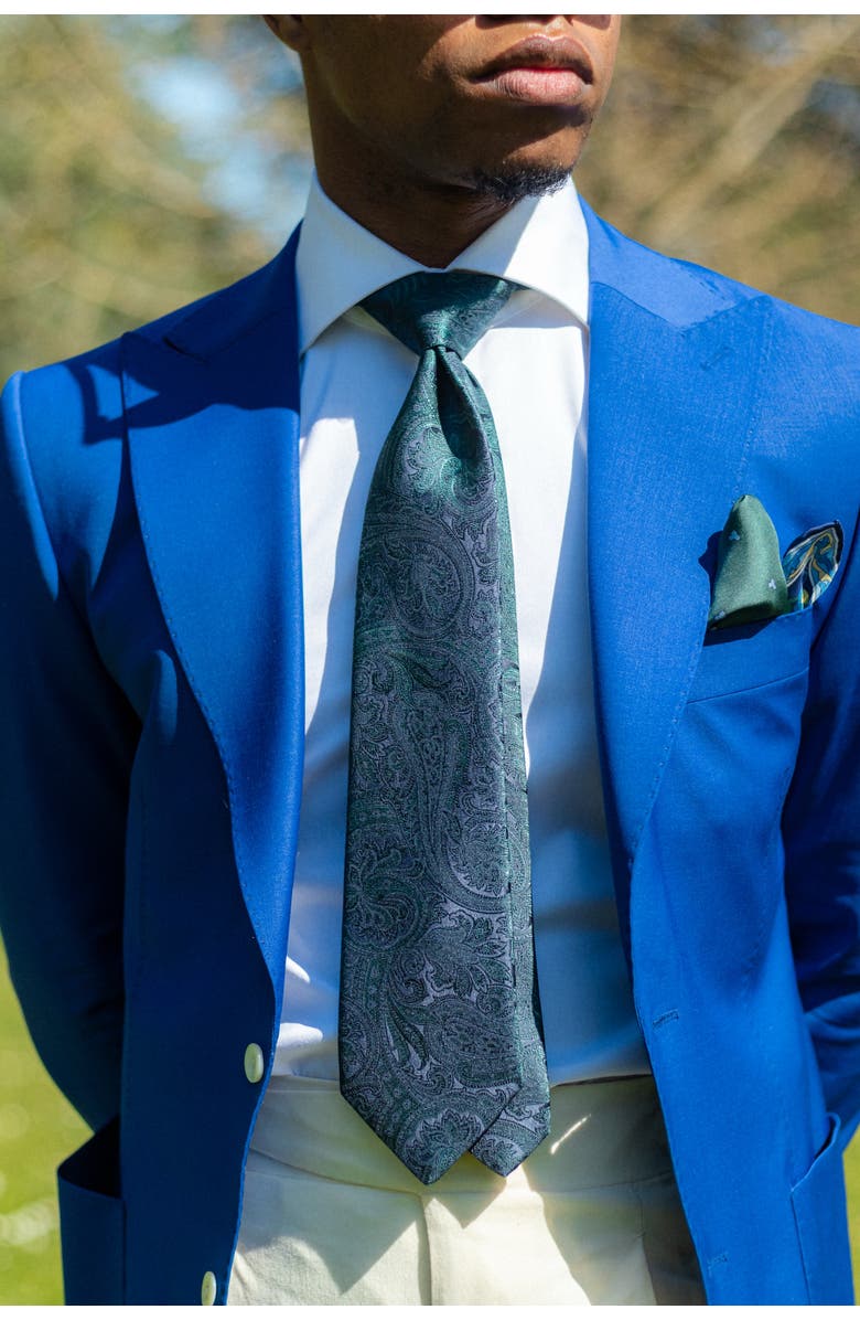 Elizabetta Vienna - Extra Long Silk Jacquard Tie for Men, Alternate, color, Spruce Green