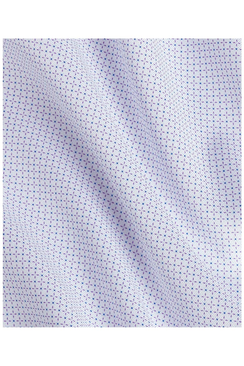 Trim Fit Micro Geometric Print Stretch Dress Shirt, Alternate, color, WHITE/ LILAC