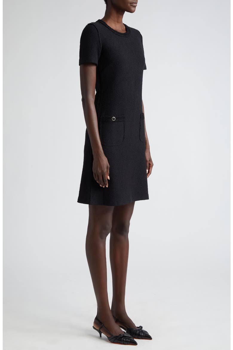 Short Sleeve Bouclé Knit Sheath Dress, Alternate, color, BK00 BLACK