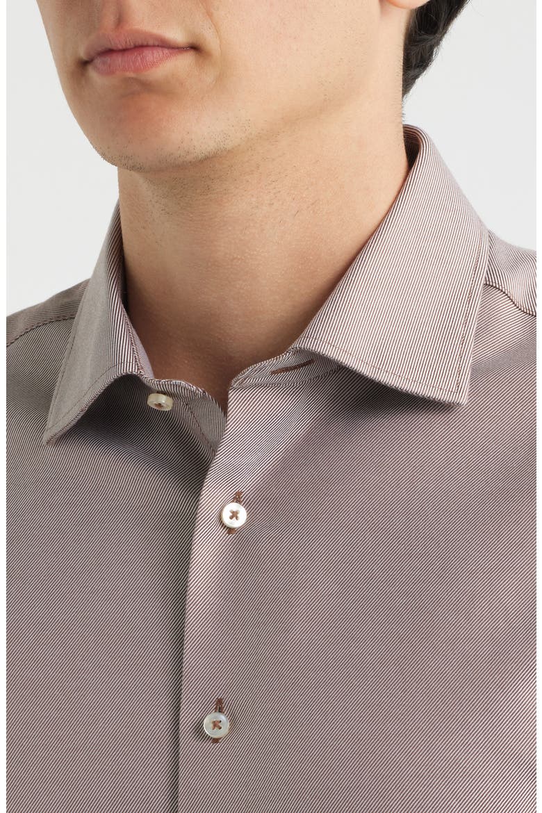 Royal Twill Slim Fit Solid Non-Iron Cotton Dress Shirt, Alternate, color, BROWN