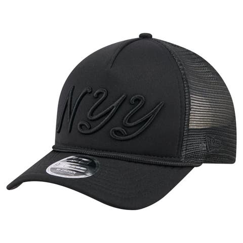 Men's New Era Black New York Yankees City Initial 9FORTY A-Frame M-Crown Adjustable Trucker Hat