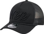 New Era Men's New Era Black New York Yankees City Initial 9FORTY A-Frame M-Crown Adjustable Trucker Hat