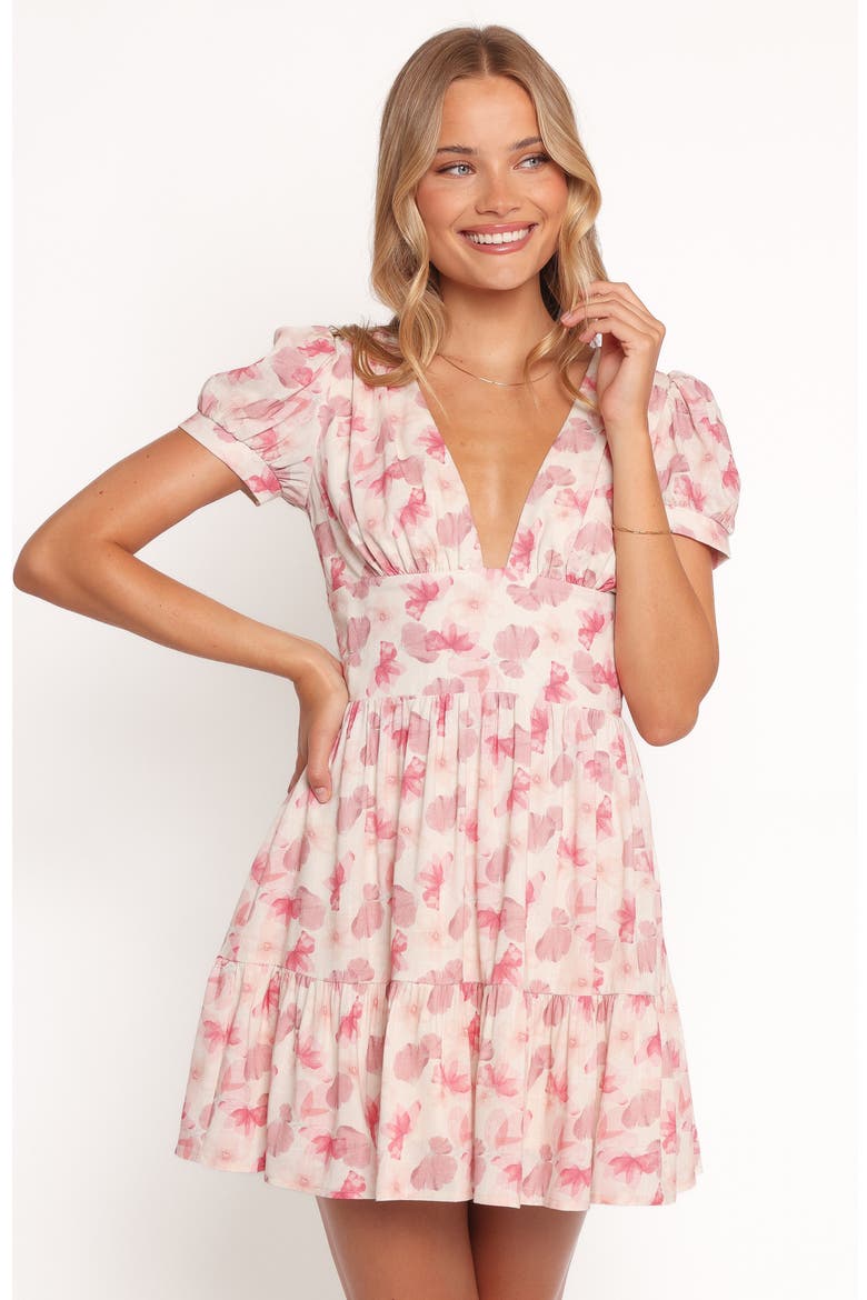 Clementine Puff Sleeve Minidress, Alternate, color, CREAM FLORAL