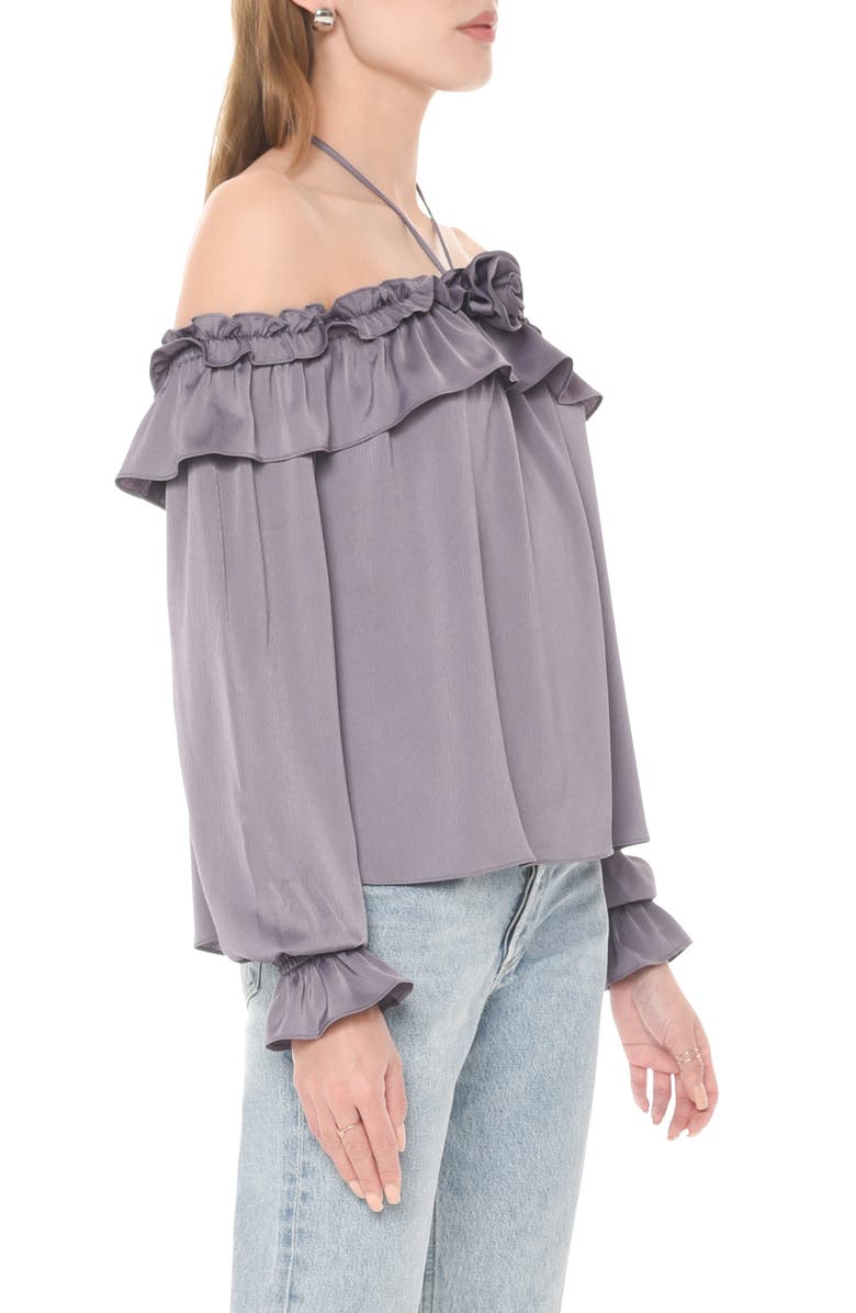 WAYF Head Over Heels Rosette Cold Shoulder Halter Top, Alternate, color,