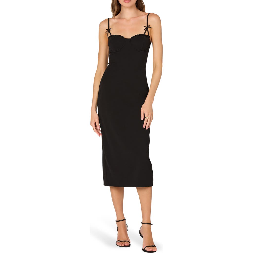 Astr The Label Bow Strap Midi Dress In Black
