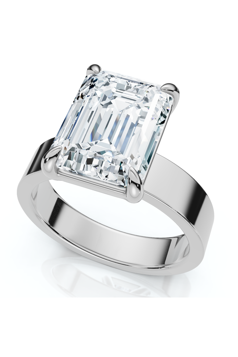 4Ct Emerald Diamond Cigar Band Engagement Ring 14k Gold or Platinum Lab Grown, Alternate, color, 14k White Gold
