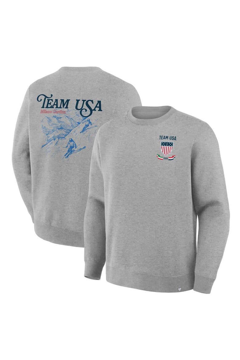 Men's Fanatics Heather Gray Team USA Milano Cortina 2026 Winter Olympics Skiing Sweatshirt, Main, color, Heather Gray