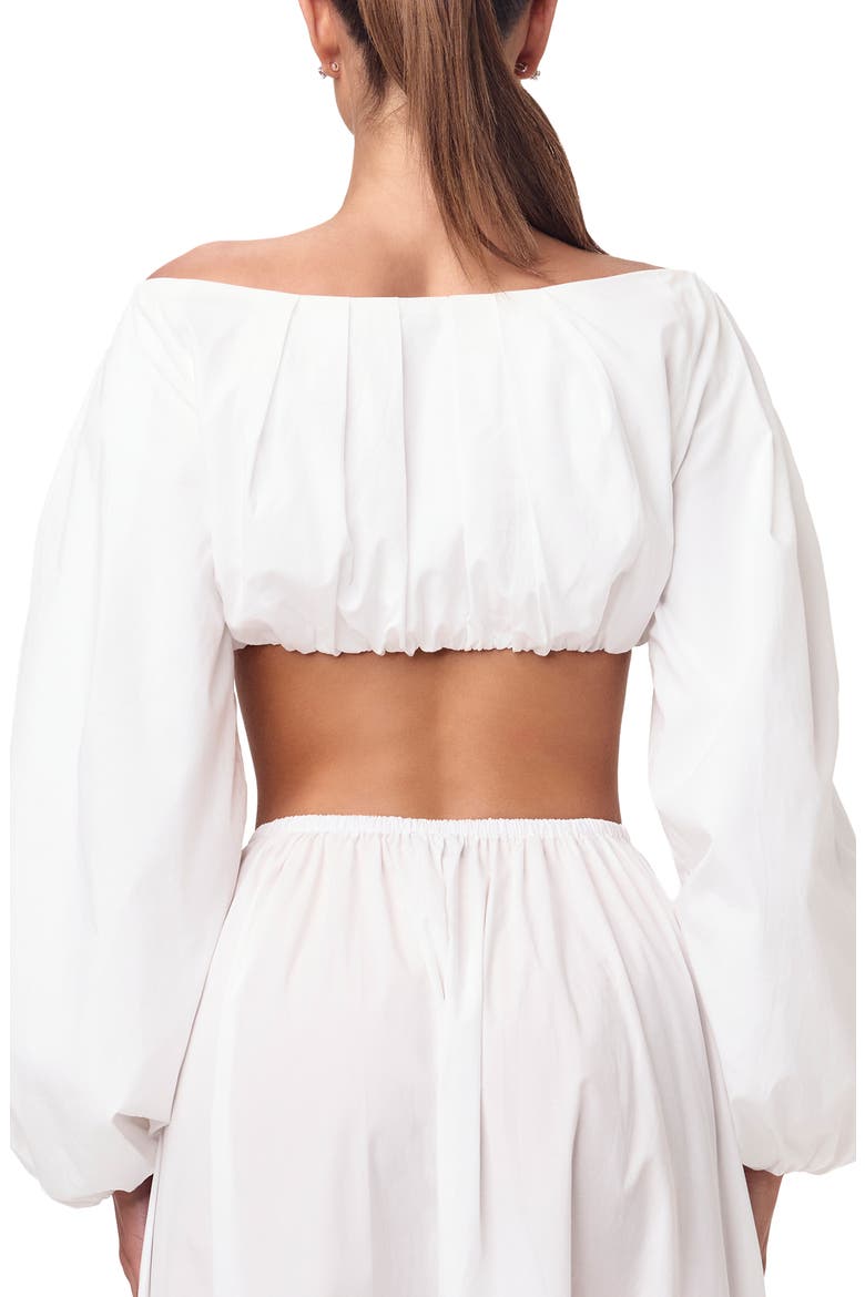 Shirting Off the Shoulder Crop Top, Alternate, color, WHITE