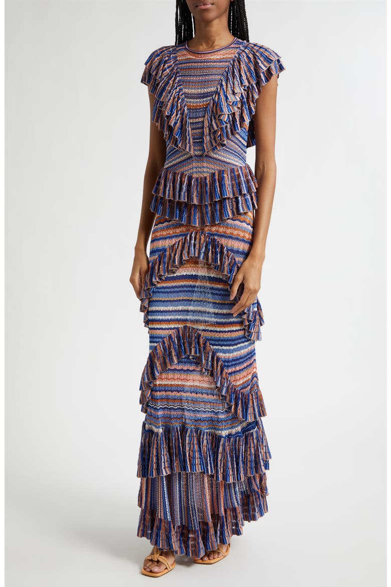 Raina Ruffle Lace Maxi Dress, Alternate, color, SUNSET