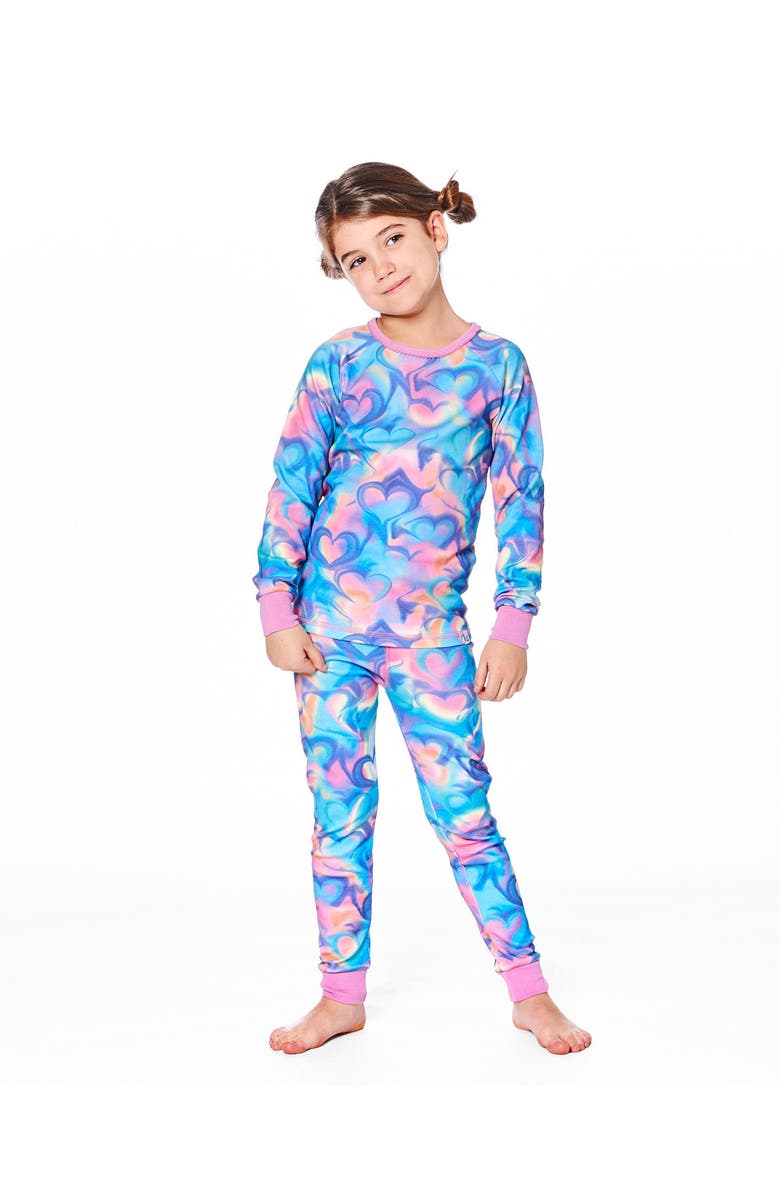 Deux par Deux Organic Cotton Two-Piece Pajamas, Main, color, Rainbow Heart Print