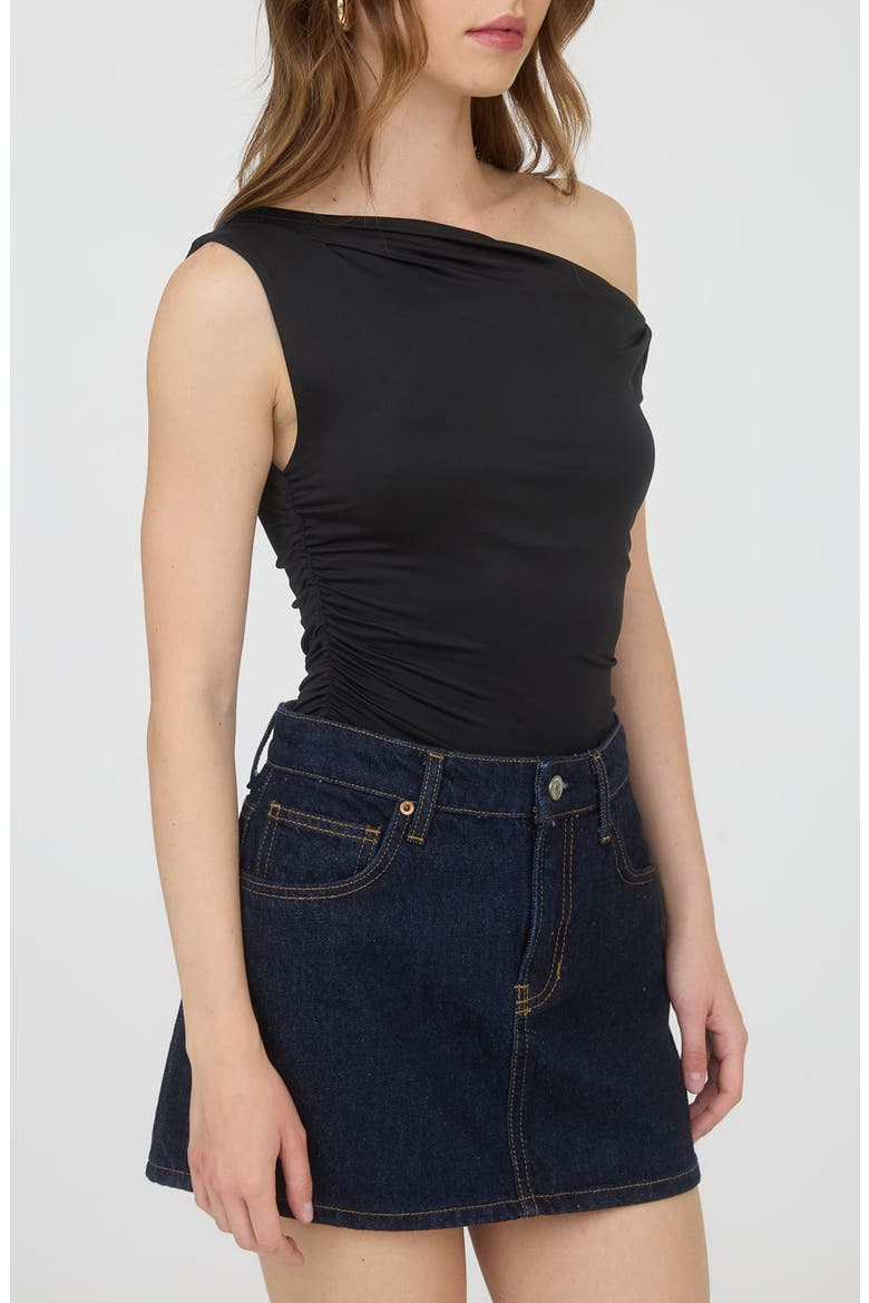 One-Shoulder Top, Alternate, color, BLACK