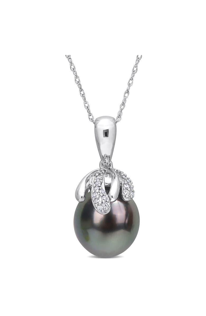 Julianna B. Cultured Pearl & Diamond Pendant Necklace 14k, Main, color, Tahitian Pearl/White Gold