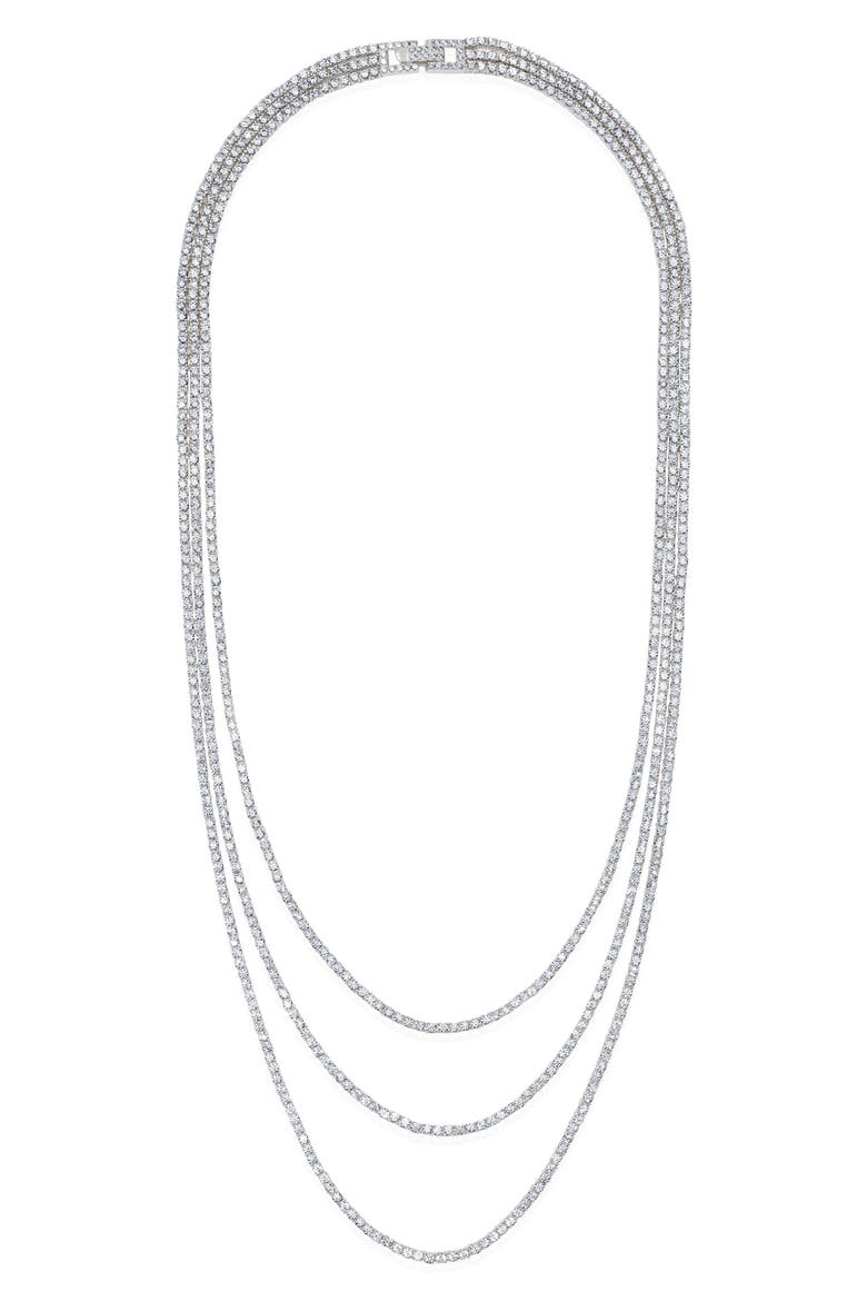 Triple Layer Tennis Necklace, Alternate, color, PLATINUM