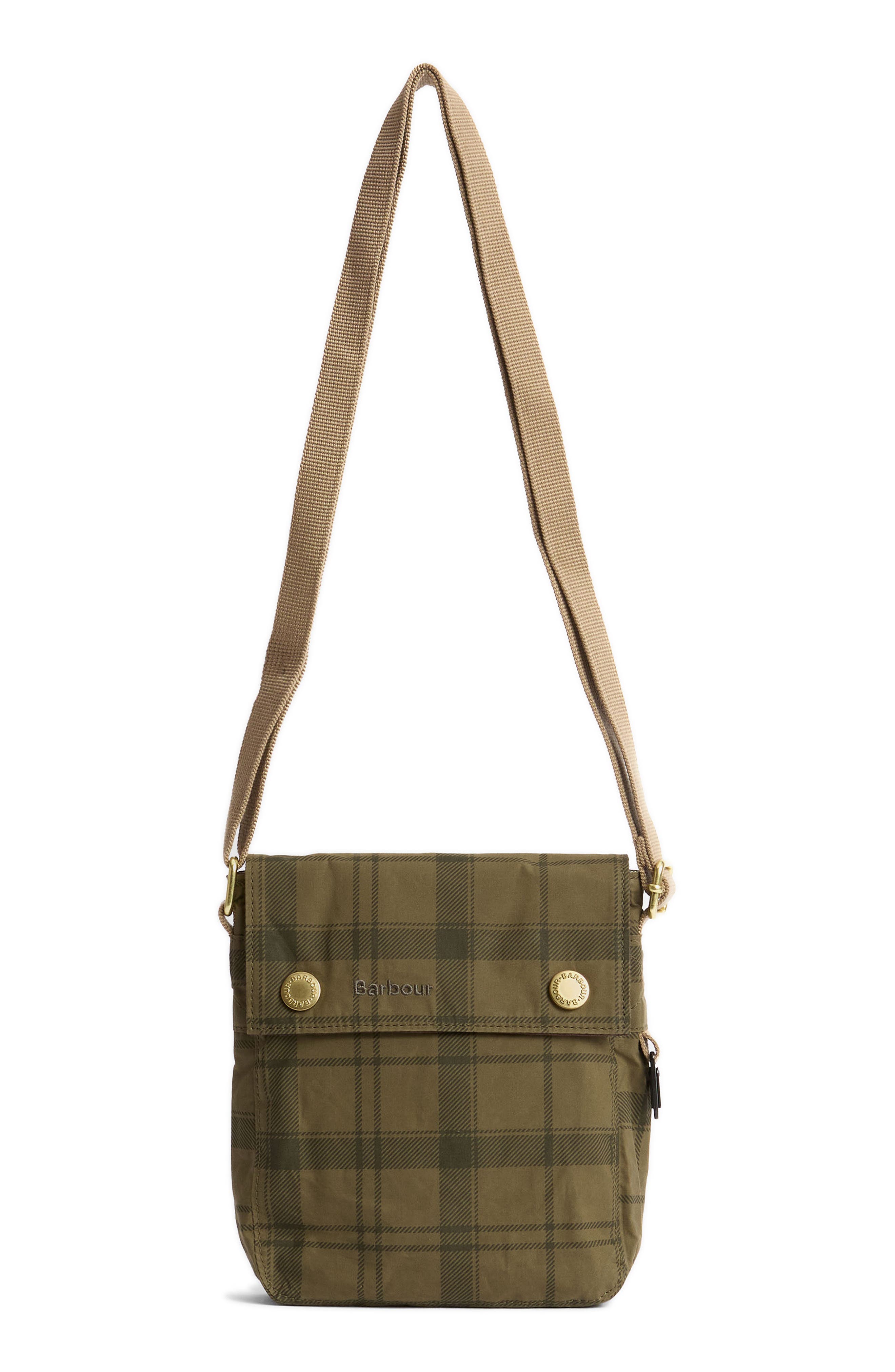Barbour Transport Tartan Crossbody Bag, Alternate, color, Dusky Green Tartan