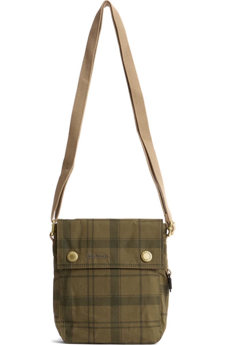 Barbour Transport Tartan Crossbody Bag, Alternate, color, Dusky Green Tartan