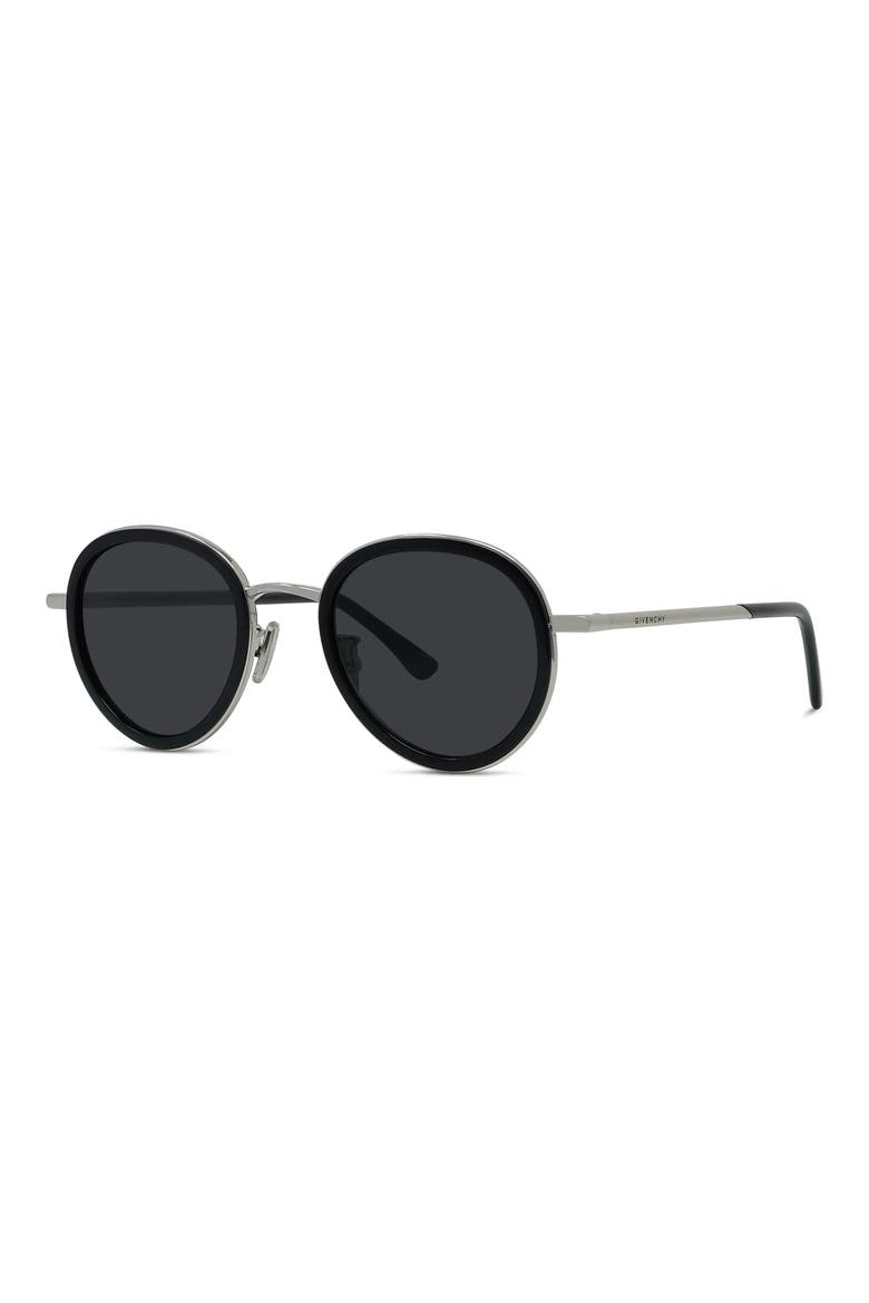 Day 49mm Small Round Sunglasses, Alternate, color, SHINY PALLADIUM / SMOKE