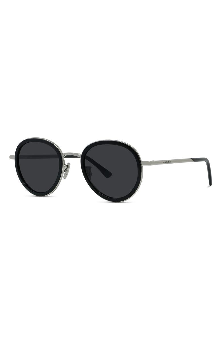 Givenchy Day 49mm Small Round Sunglasses, Alternate, color, Shiny Palladium / Smoke
