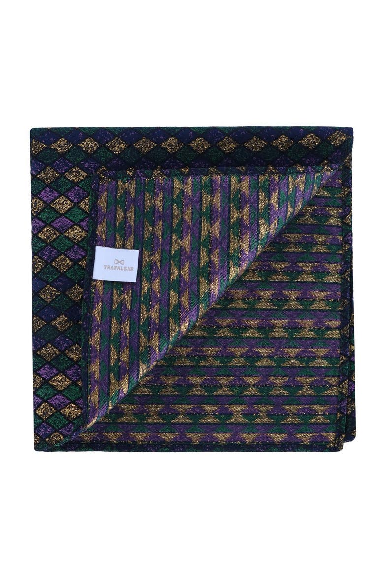 Carnival Diamond Multi-Colored Novelty Silk Pocket Square, Alternate, color, Multiple