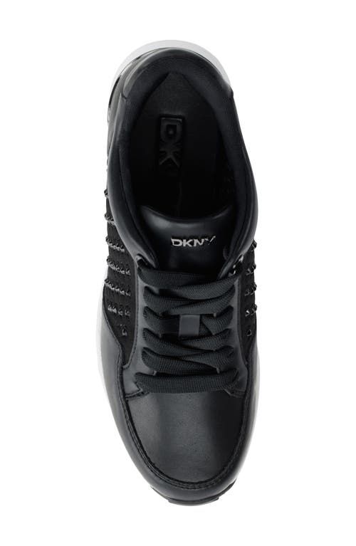 Shop Dkny Kalinda Rhinestone Wedge Sneaker In Black/black