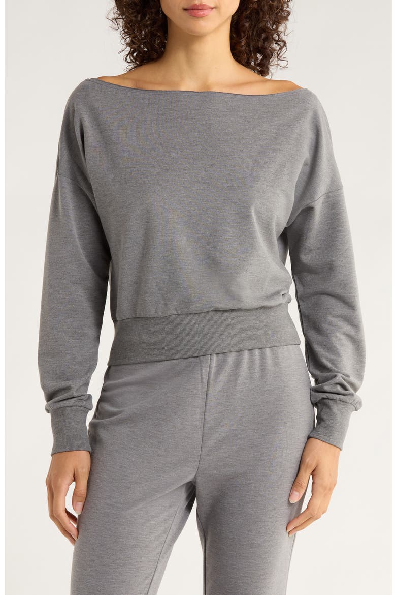 Flashdance Boat Neck Fleece Sweatshirt, Main, color, HEATHER SEEL GREY