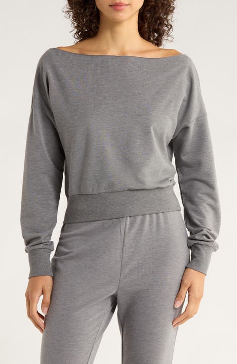 Flashdance Boat Neck Fleece Sweatshirt