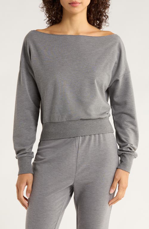 MPG Flashdance Boat Neck Fleece Sweatshirt in Heather Seel Grey  product