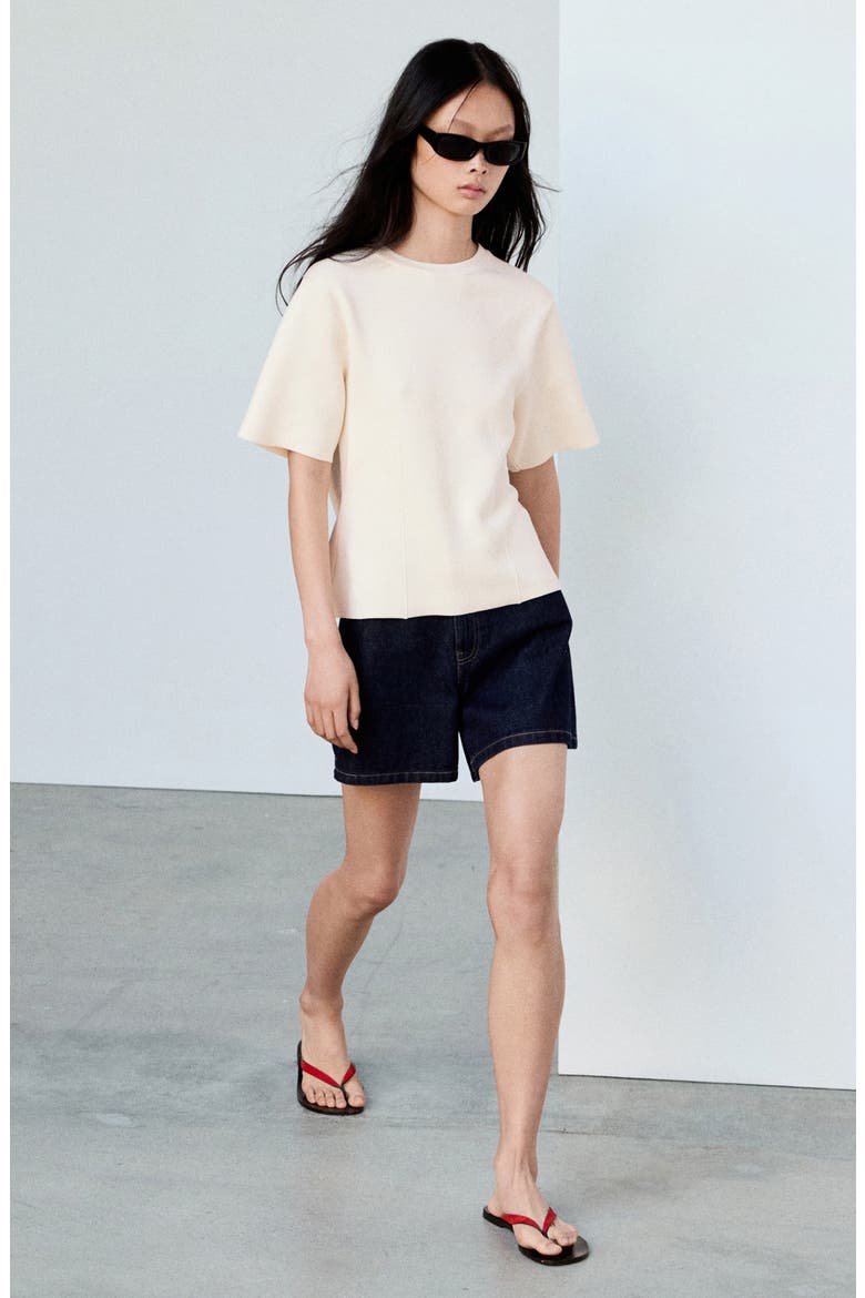 Short Sleeve Fine Knit Sweater, Alternate, color, ECRU