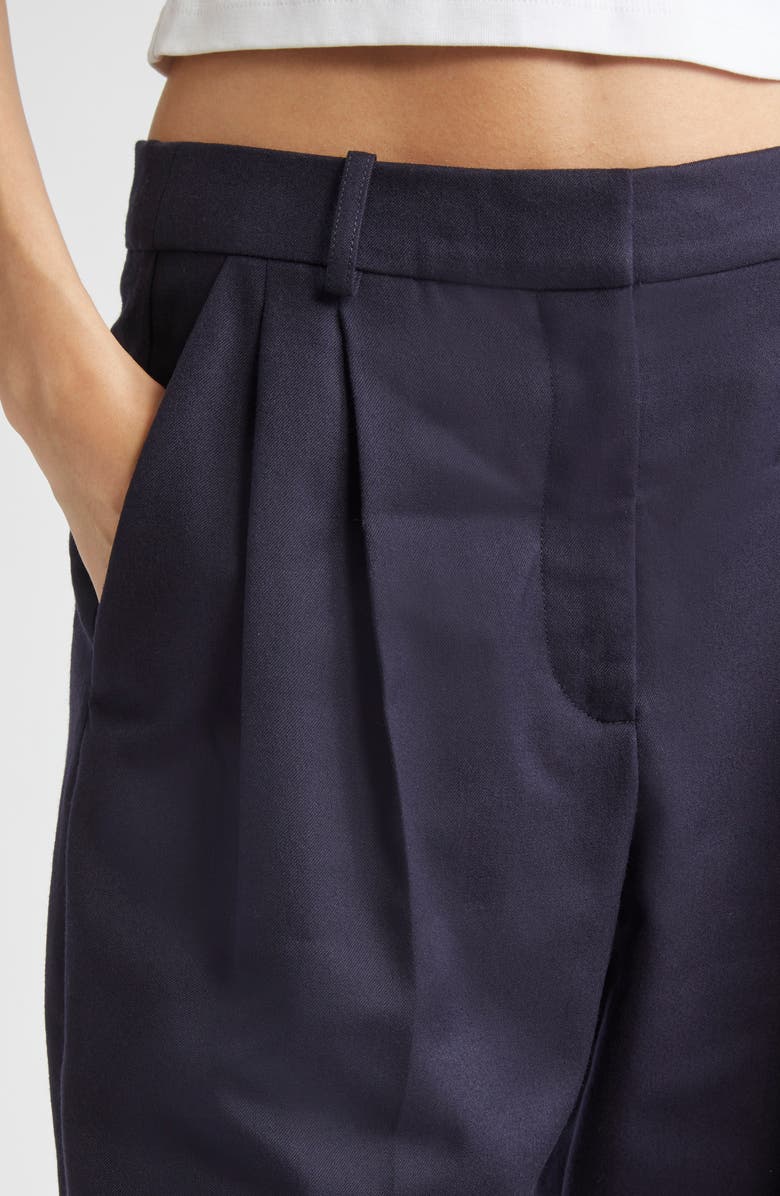 Stella McCartney Pleated Wide Leg Wool Crop Trousers, Alternate, color, 4000 - Navy