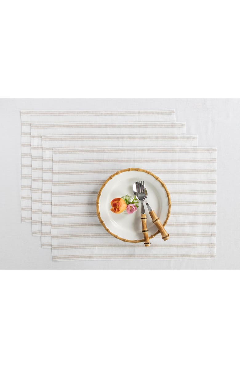 Solino Home Linen Placemats - Capri Ticking Stripe, 14" x 19" Inch, Main, color, 