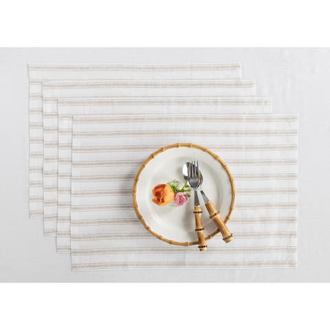 Linen Placemats - Capri Ticking Stripe, 14" x 19" Inch