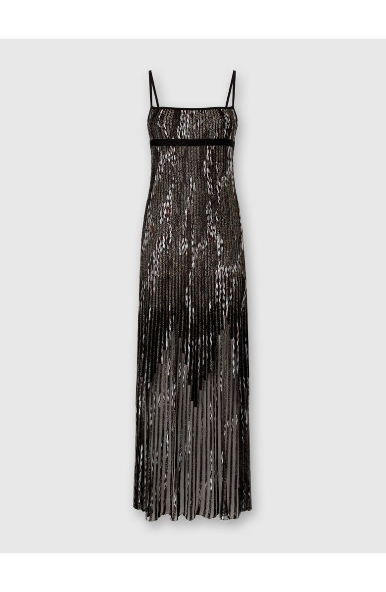 Missoni Long Dress With Pleated Zigzag Pattern, Main, color, Black