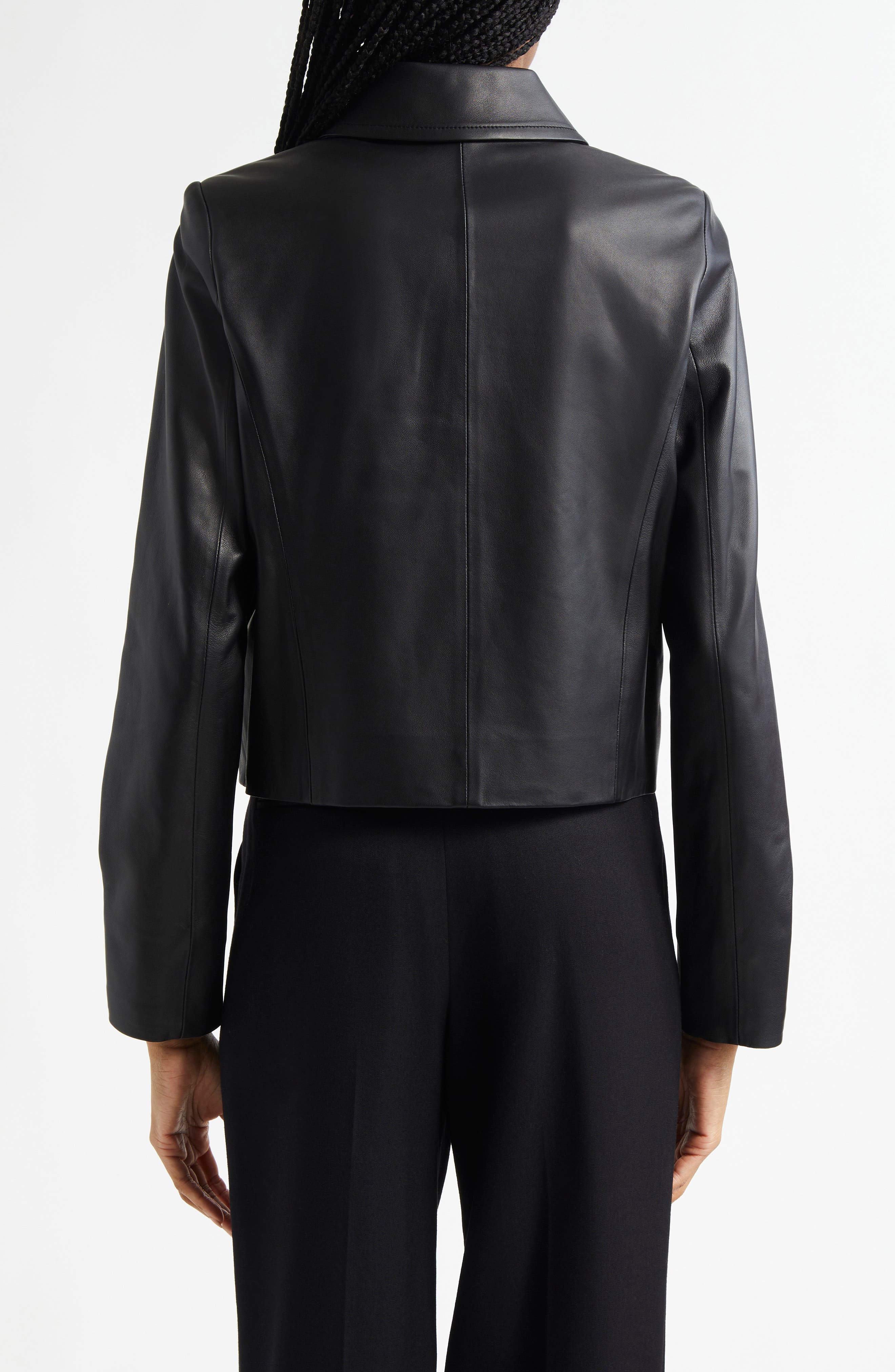 Shrunken Double Breasted Leather Peacoat - image 2