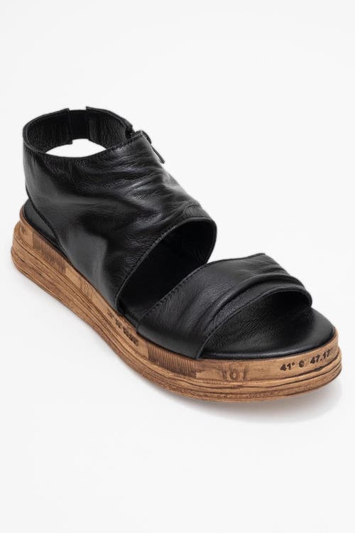 Forever & Always Shoes Lunas Leather Side-zip Flat Heel Sandal In Black