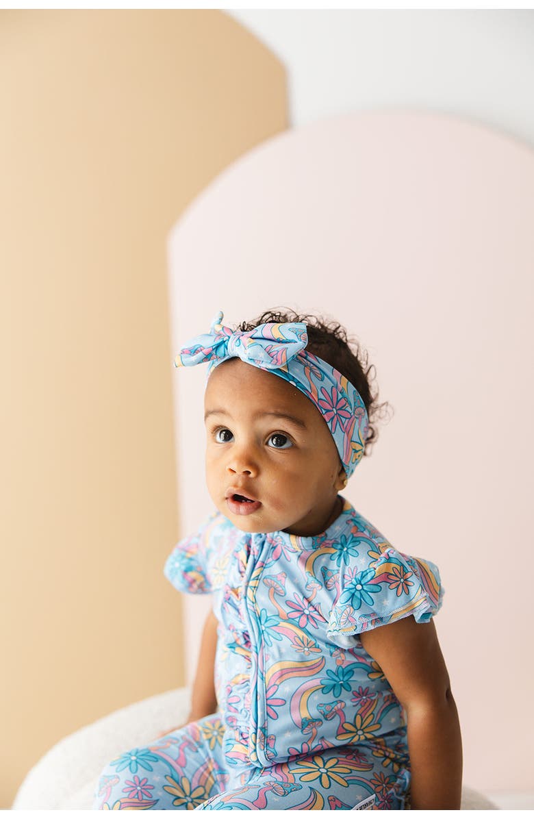 Charlie Lou Baby<sup>®</sup> Groovy Fall After All Flutter Sleeve Zip Romper, Alternate, color, Blue