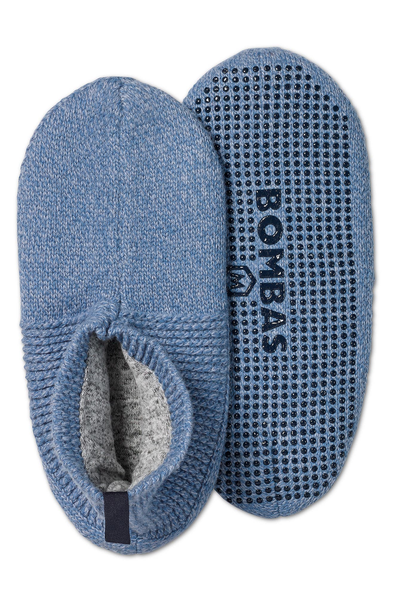Marl Knit Gripper Slippers, Main, color, DEEPOCEAN X LIGHTSKY