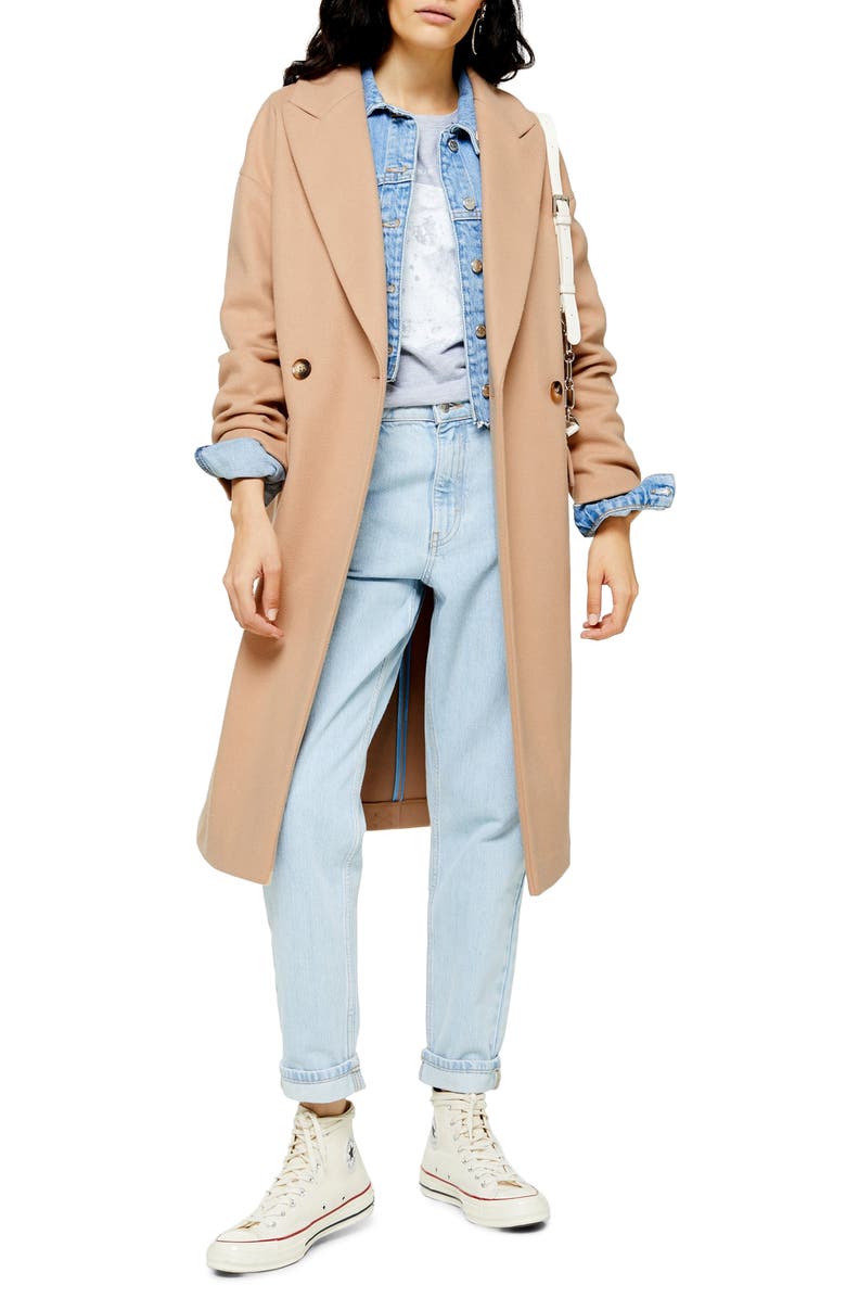 Topshop Classic Double Breasted Coat, Main, color,