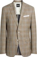BOSS Hutson Slim Fit Brown Plaid Wool Sport Coat