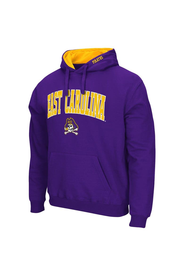 Men's Colosseum Purple ECU Pirates Arch and Logo Pullover Hoodie, Alternate, color, Purple