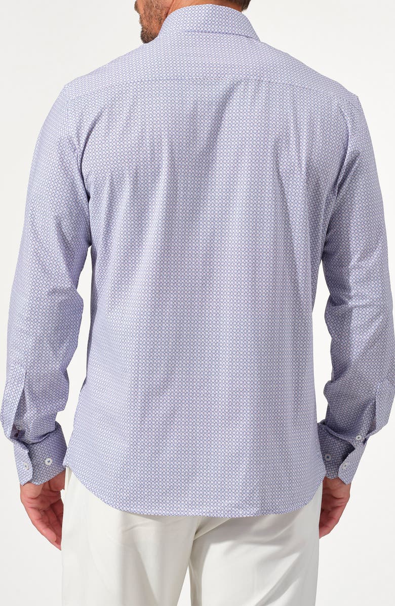 STUDIO GARNET LOS ANGELES Mosaic Print Stretch Supima Cotton Button-Up Shirt, Alternate, color, Blue/Red