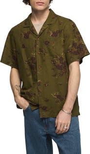 Lucky Brand Printed Linen and Cotton Camp Shirt