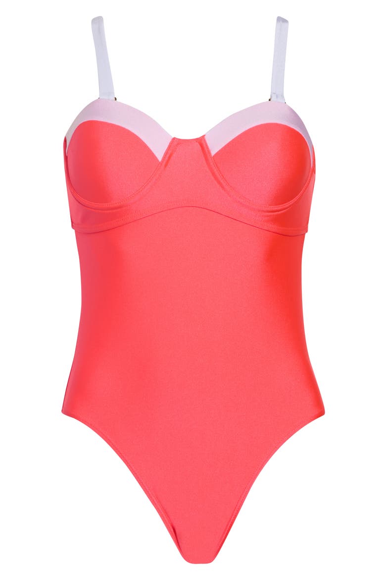 Underwire One-Piece Swimsuit, Alternate, color, PINK