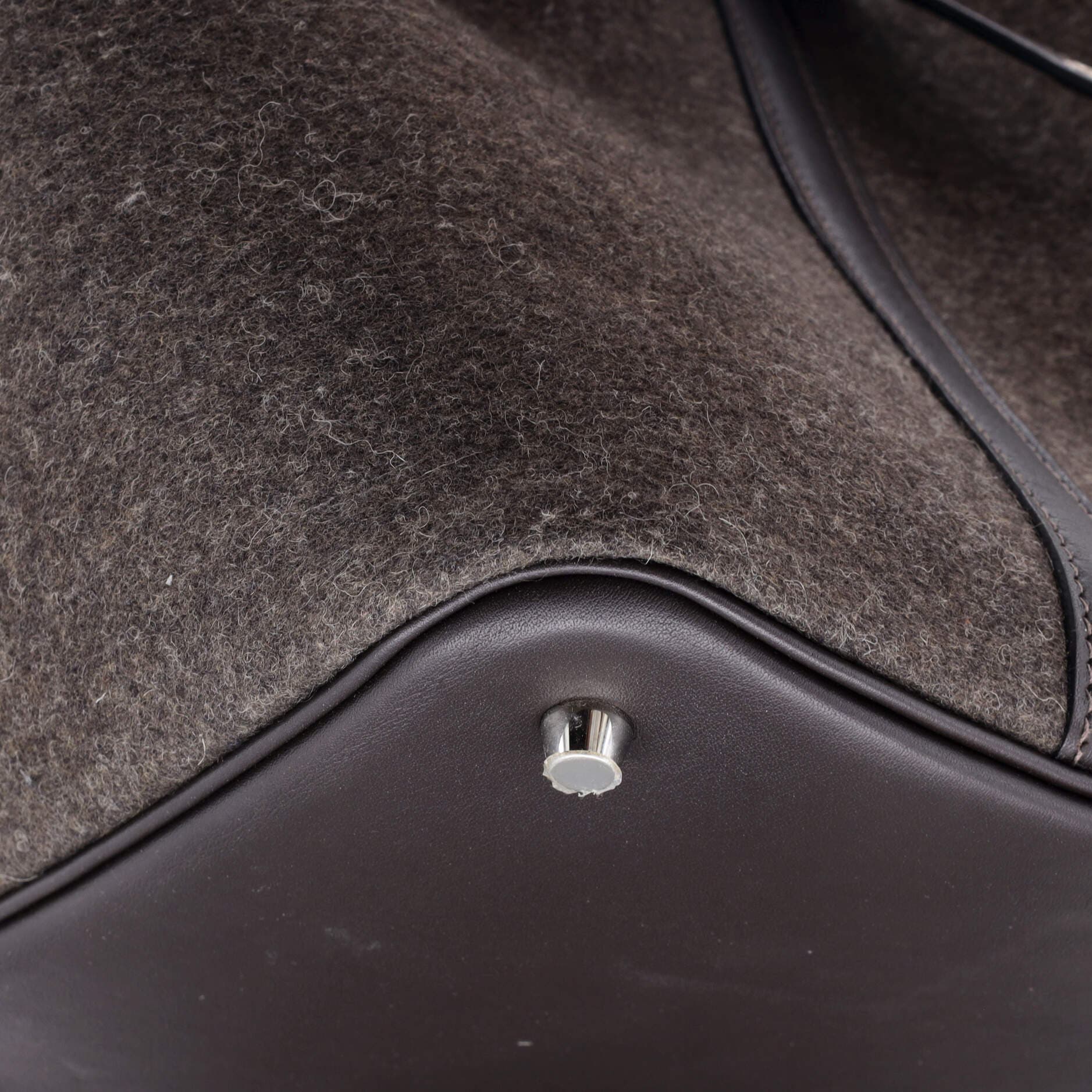 Pre-Owned Hermes Picotin Lock Bag Felt with Leather MM, Alternate, color, Gris Moyen