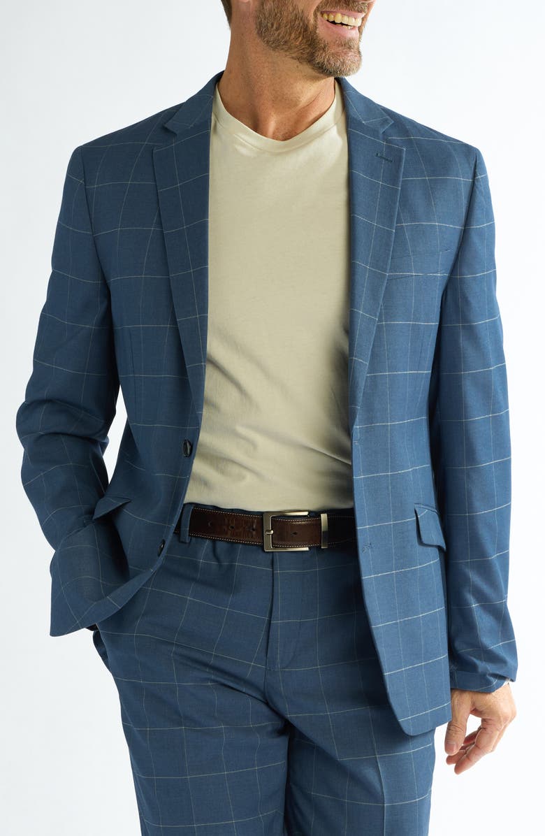 SAVILE ROW CO Blue Windowpane Suit, Alternate, color, 