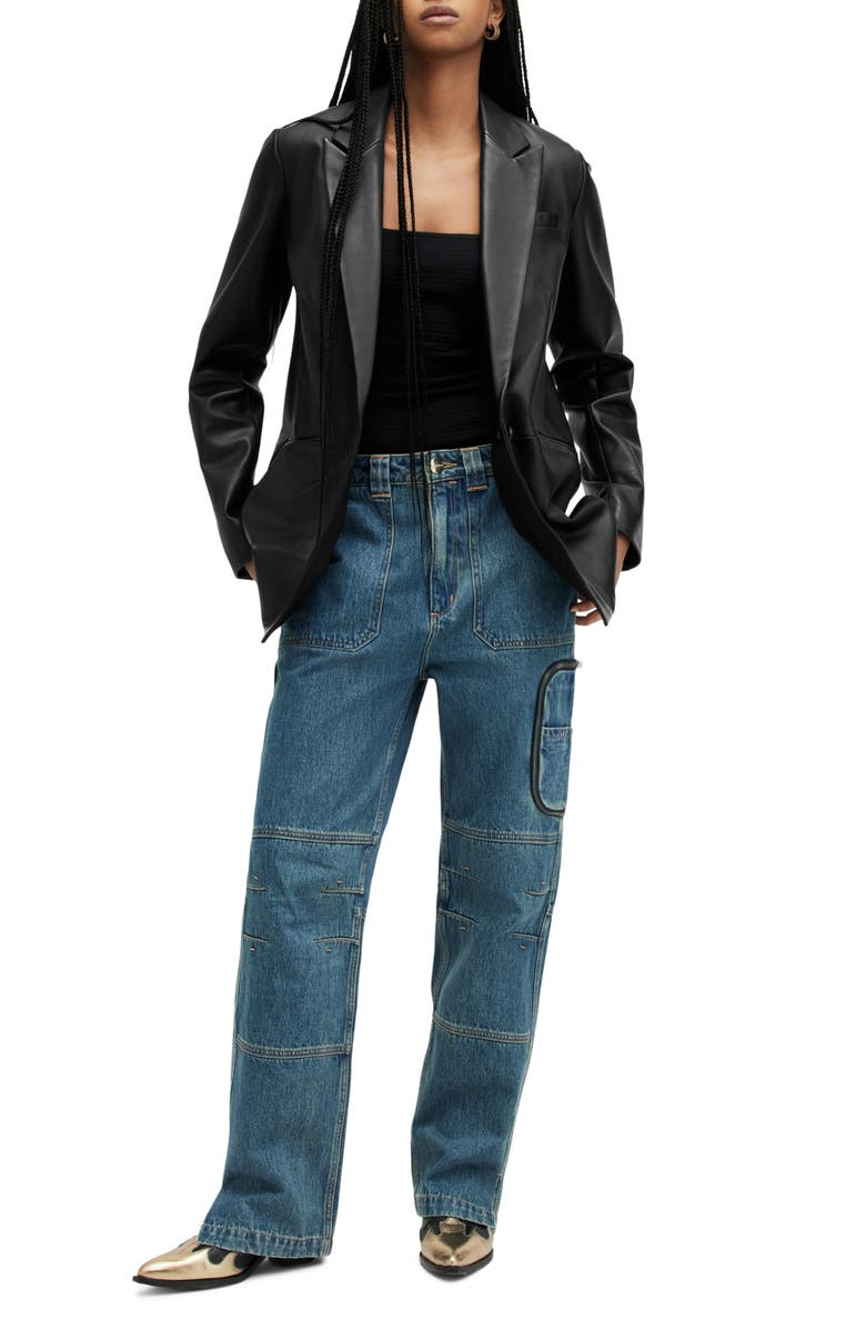 AllSaints Deri Leather Blazer, Alternate, color, 