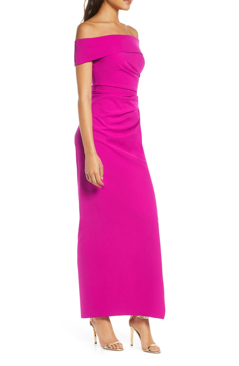 Vince Camuto Off the Shoulder Crepe Column Gown, Alternate, color,