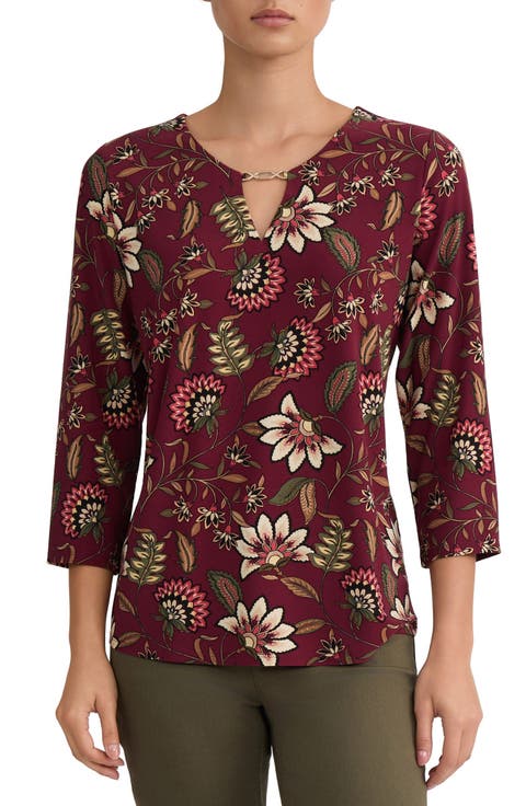 V-Neck Jersey Top with Hardware Detail