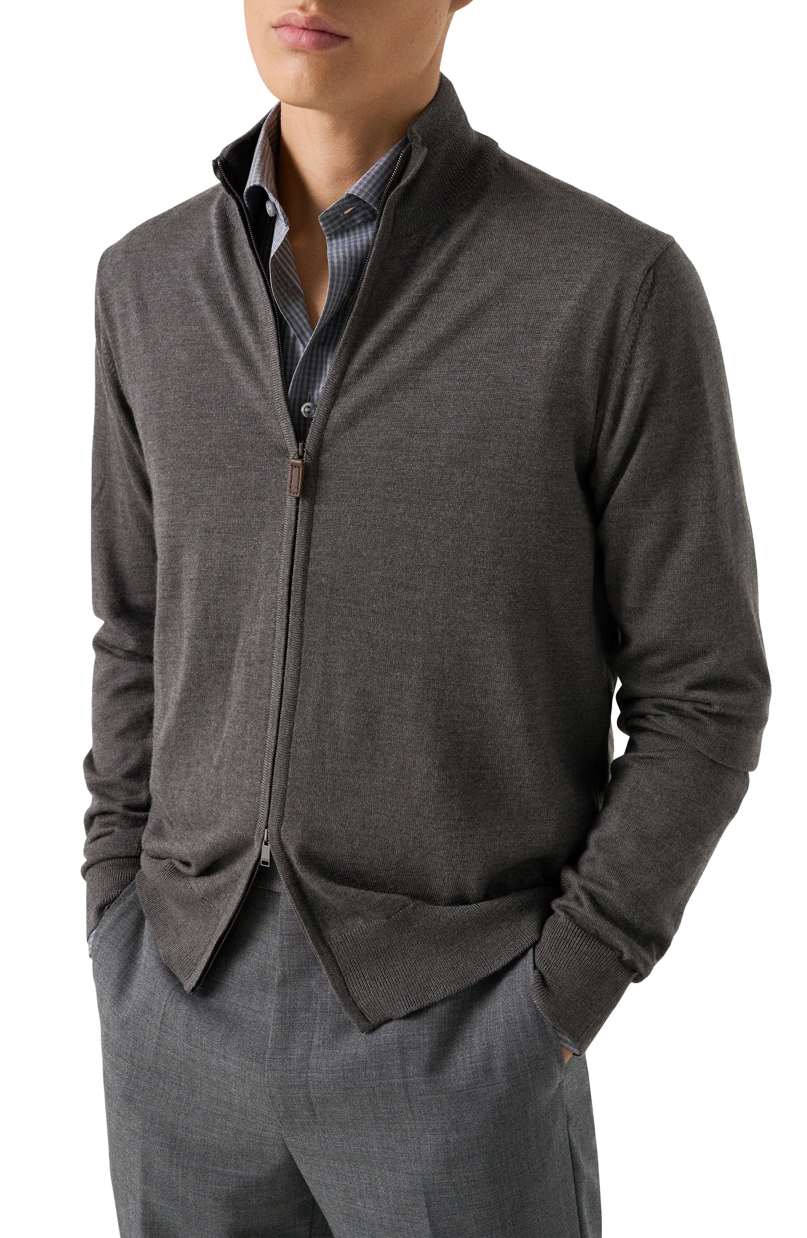Eton Merino Wool Zip Cardigan