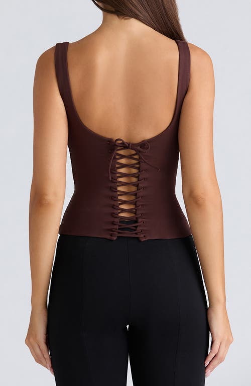House Of Cb The Drape Neck Corset Top In Brown