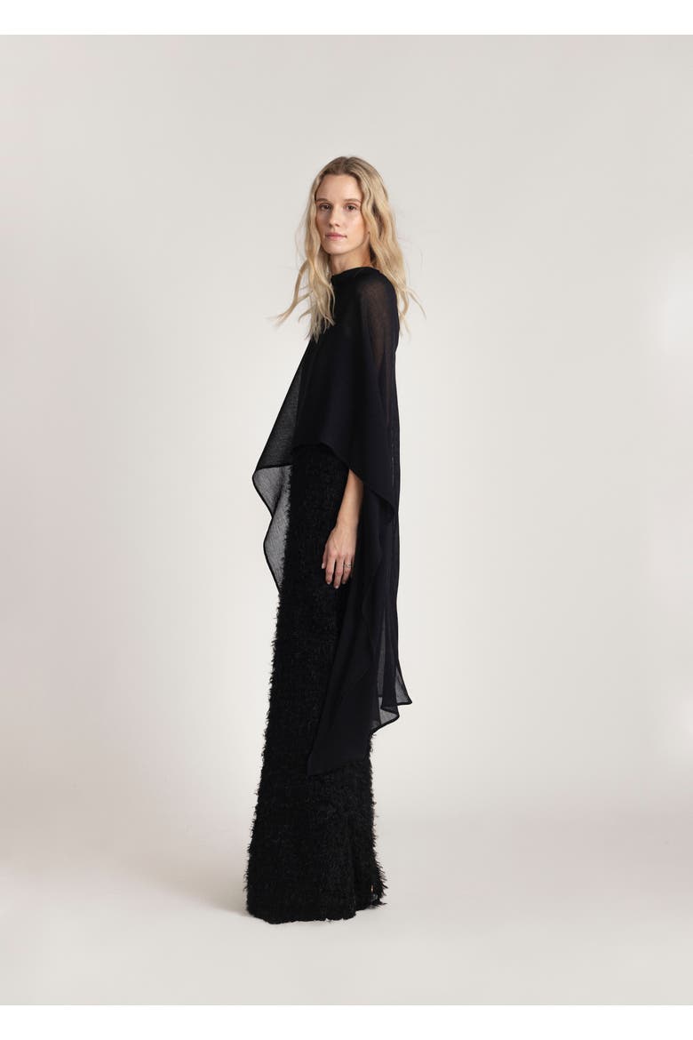 High Neck Bridal Cape, Alternate, color, Black