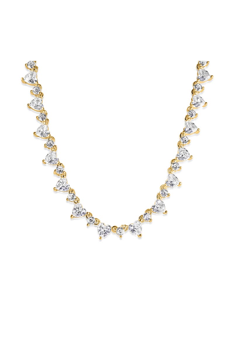 Mazin Jewels Heart Tennis Necklace, Main, color, Gold